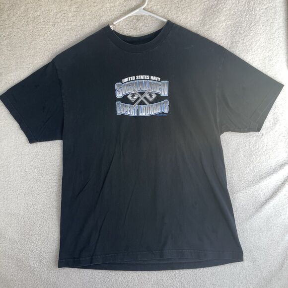 Vintage US Navy Shirt Mens XL Black Signalman Expert Lookout Graphic Tee - Picture 1 of 15